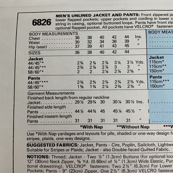 Vintage Simplicity MENS small 34-36 jogging suit w/pants, shorts & hoodie jacket - Picture 3 of 6